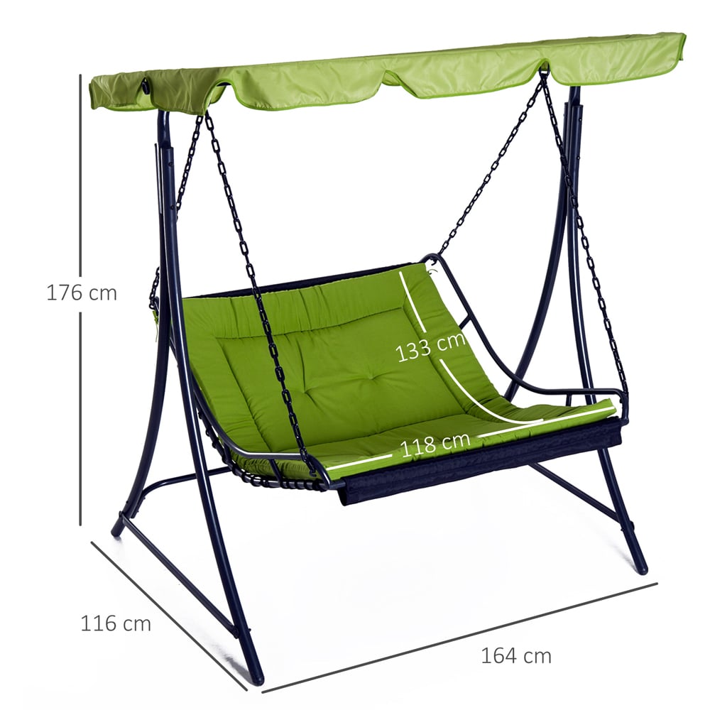 Outsunny 2 Seater Green Hammock Swing Chair with Canopy Image 7