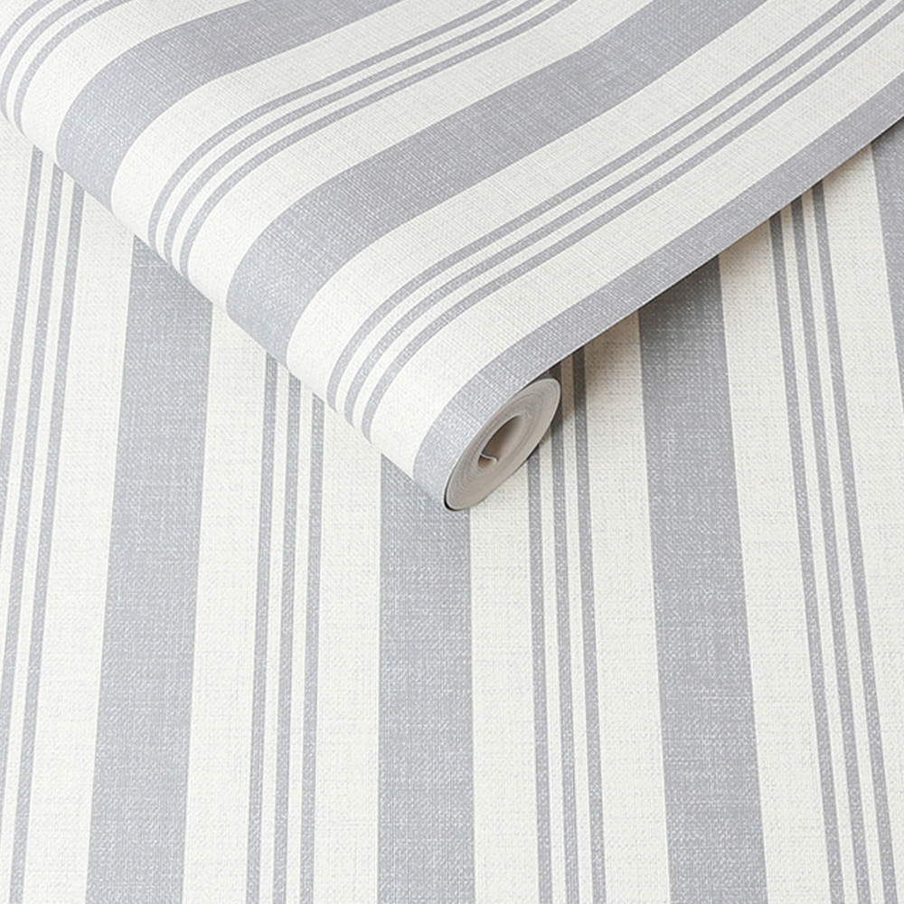 Superfresco Easy Soft Ticking Stripe Slate Grey Wallpaper Image 2