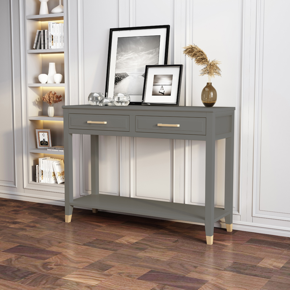 Palazzi 2 Drawers Grey Console Table Image 8