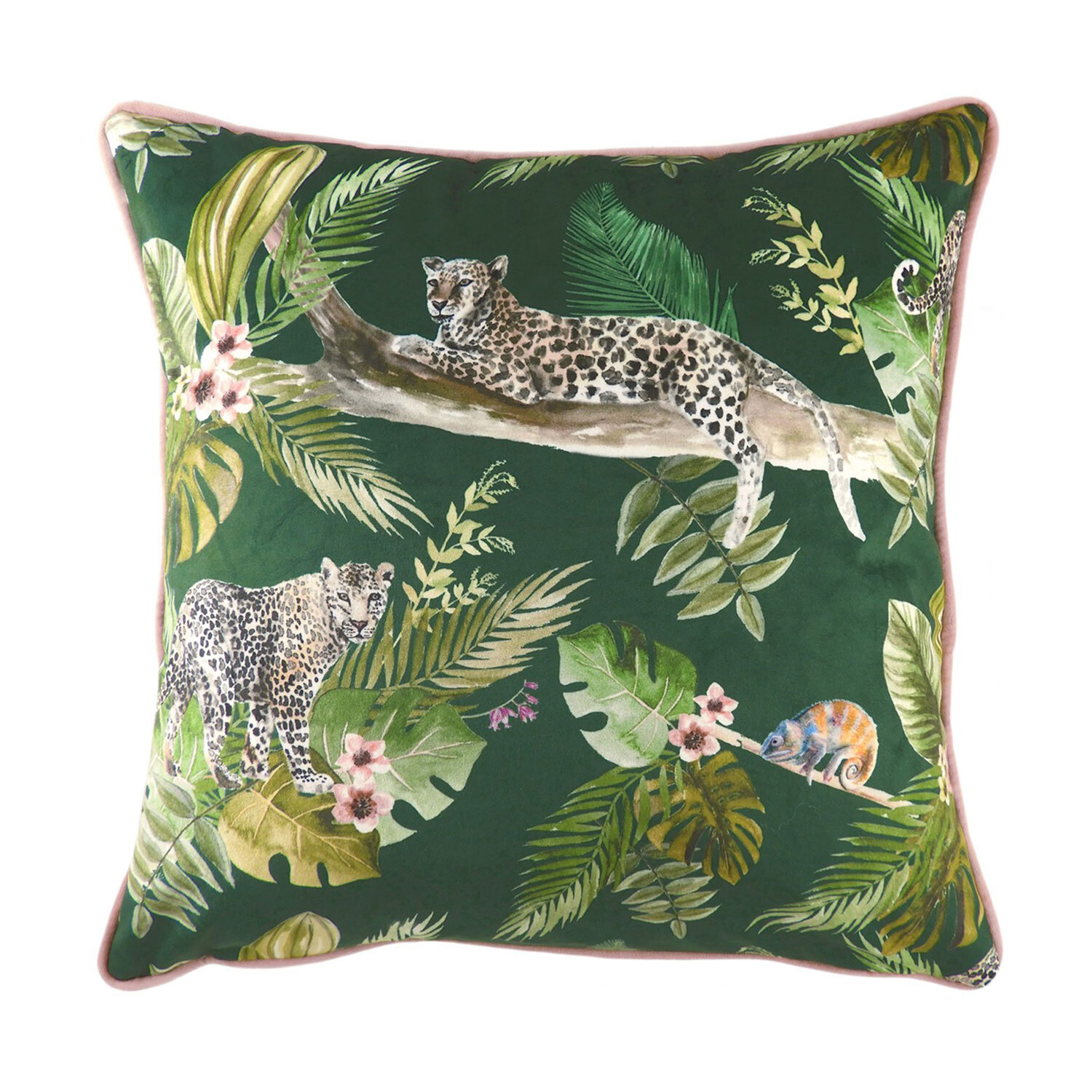 Green Jungle Leopard Design Cushion 43 x 43cm Image