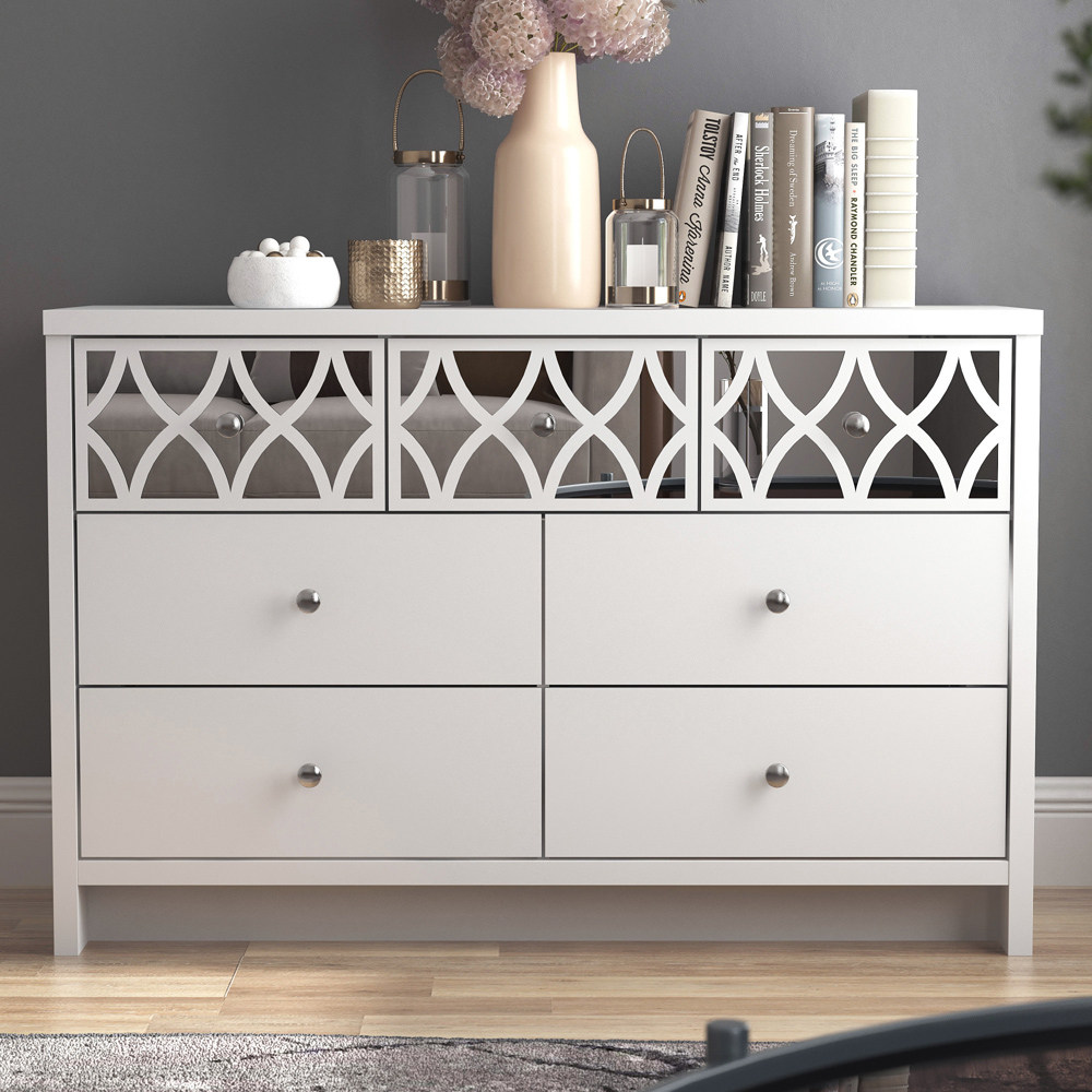 GFW Arianna 7 Drawer White Chest of Drawers Image 1