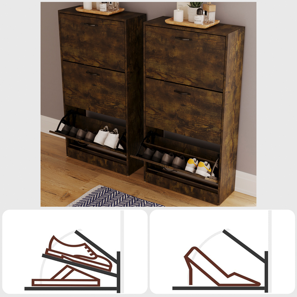 Vida Designs 3 Drawer Dark Wood Shoe Cabinet Image 6