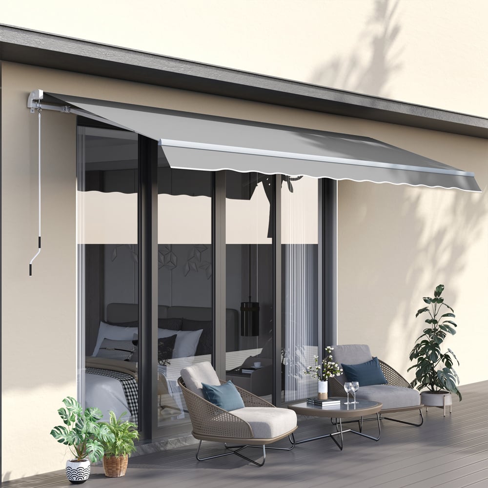 Outsunny Light Grey Retractable Window Awning 3 x 2m Image 1