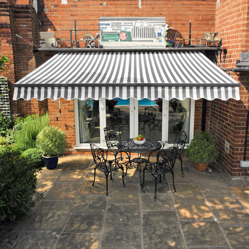 Kensington Grey and White Stripe Easy Fit Awning 2 x 2.5m Image 1