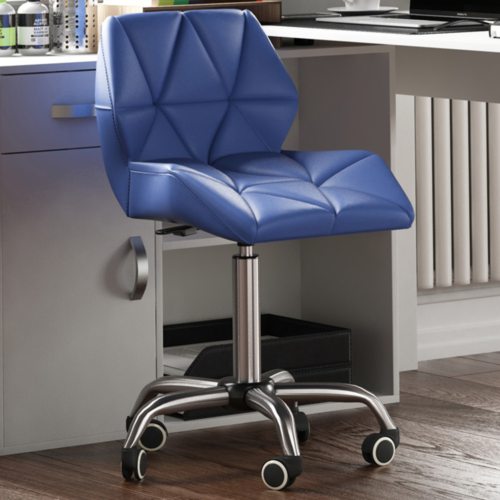 Vida Designs Geo Blue PU Faux Leather Swivel Office Chair Image 1