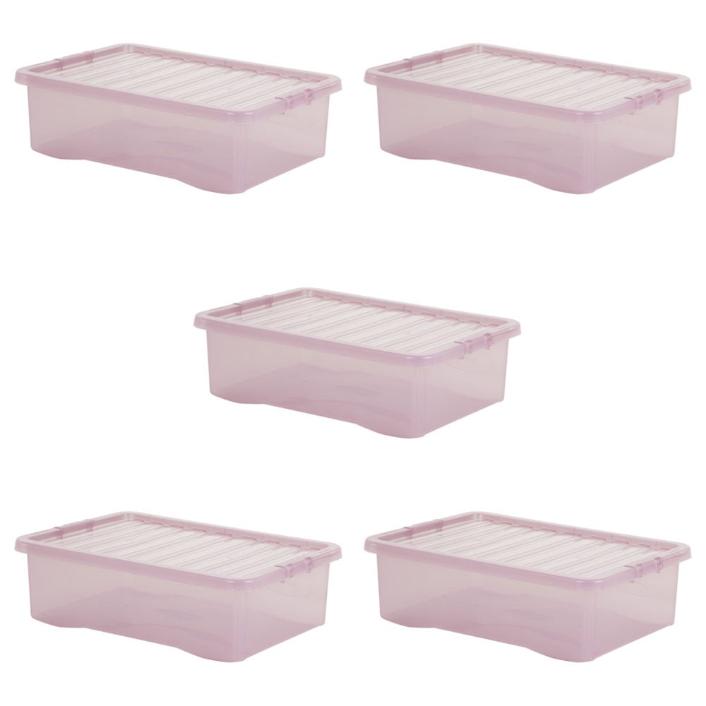 Wham 32L Pink Crystal Storage Box and Lid 5 Pack Image 1