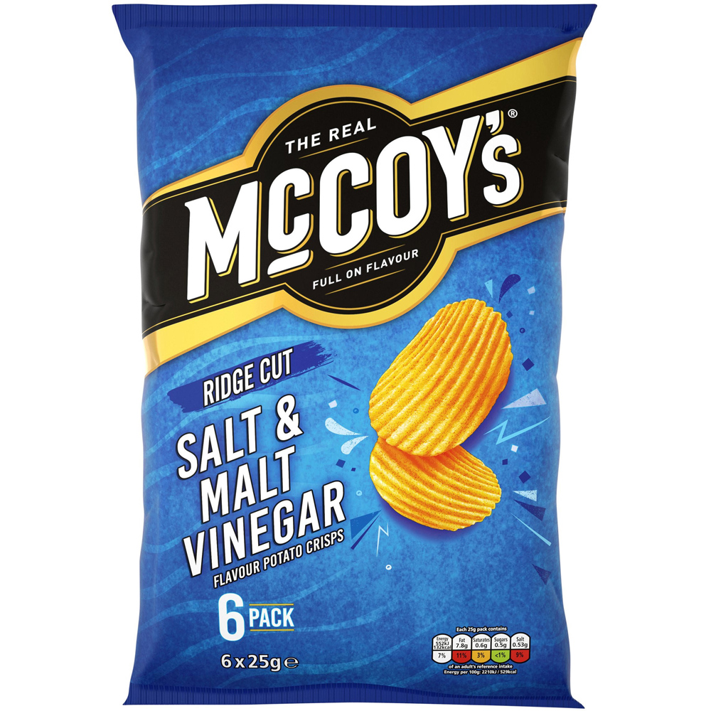 McCoy's Ridge Cut Salt and Malt Vinegar Crisps 6 Pack Image