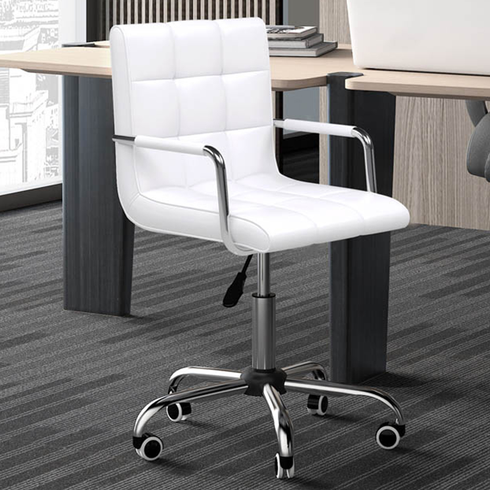 Portland White PU Leather Swivel Office Chair Image 1