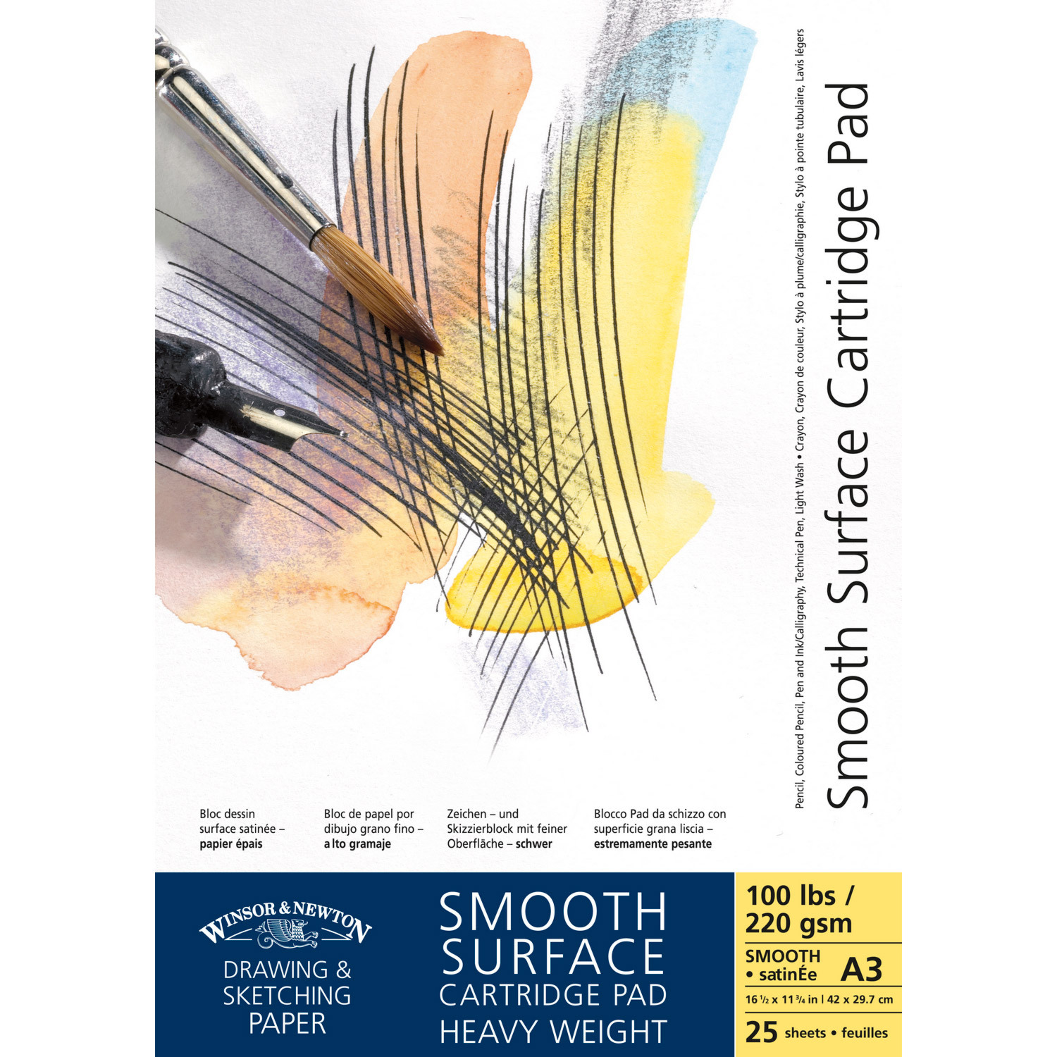 Winsor & Newton A4 Smooth Surface Cartridge Pads 25 Sheets 220gsm Image