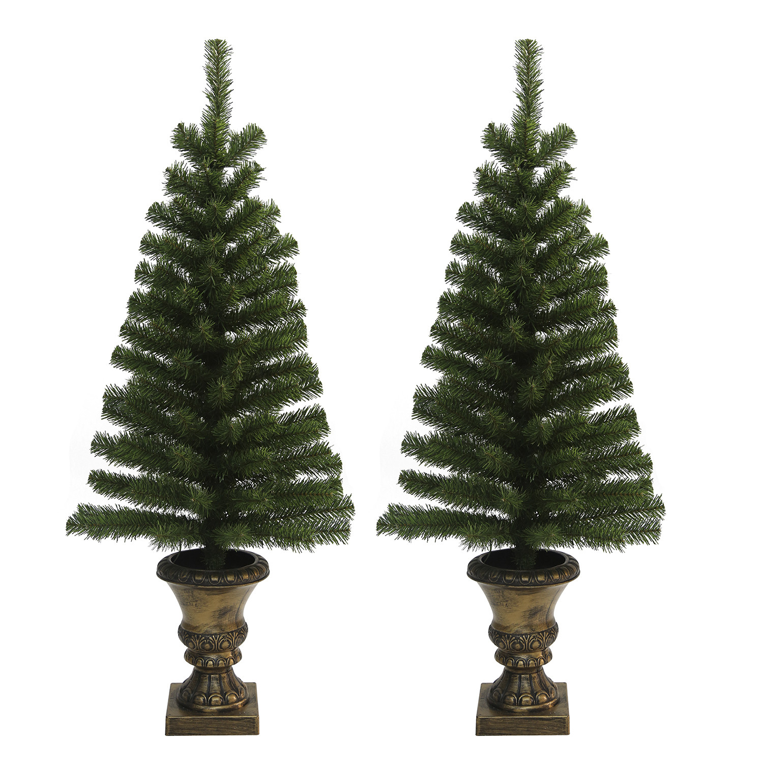 Set of 2 Pre Lit 4ft Potted Trees Image 1