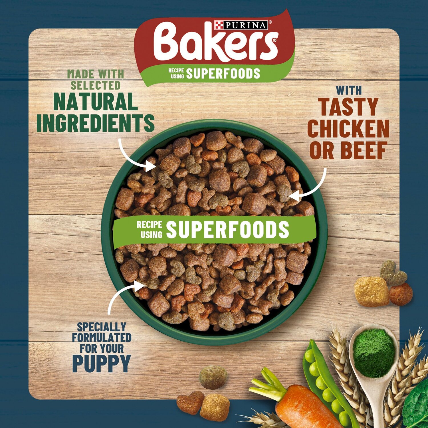 Purina Bakers Chicken and Country Vegetables Dry Puppy Food 2.8kg Image 2