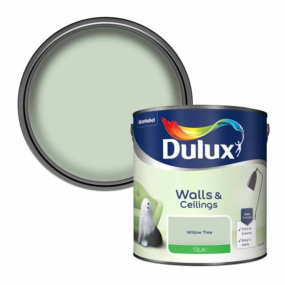 Dulux Walls & Ceilings Willow Tree Silk Emulsion Paint 2.5L Image 1