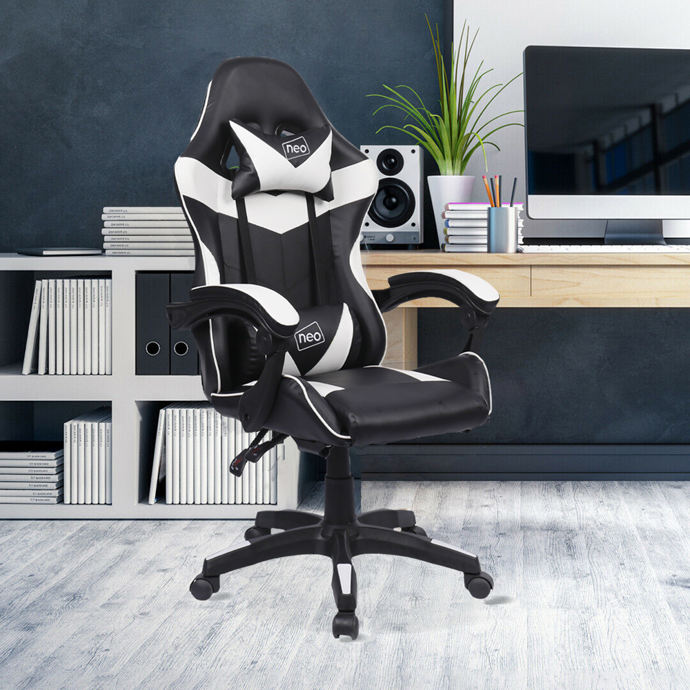 Neo Black and White PU Leather Swivel Office Chair Image 1