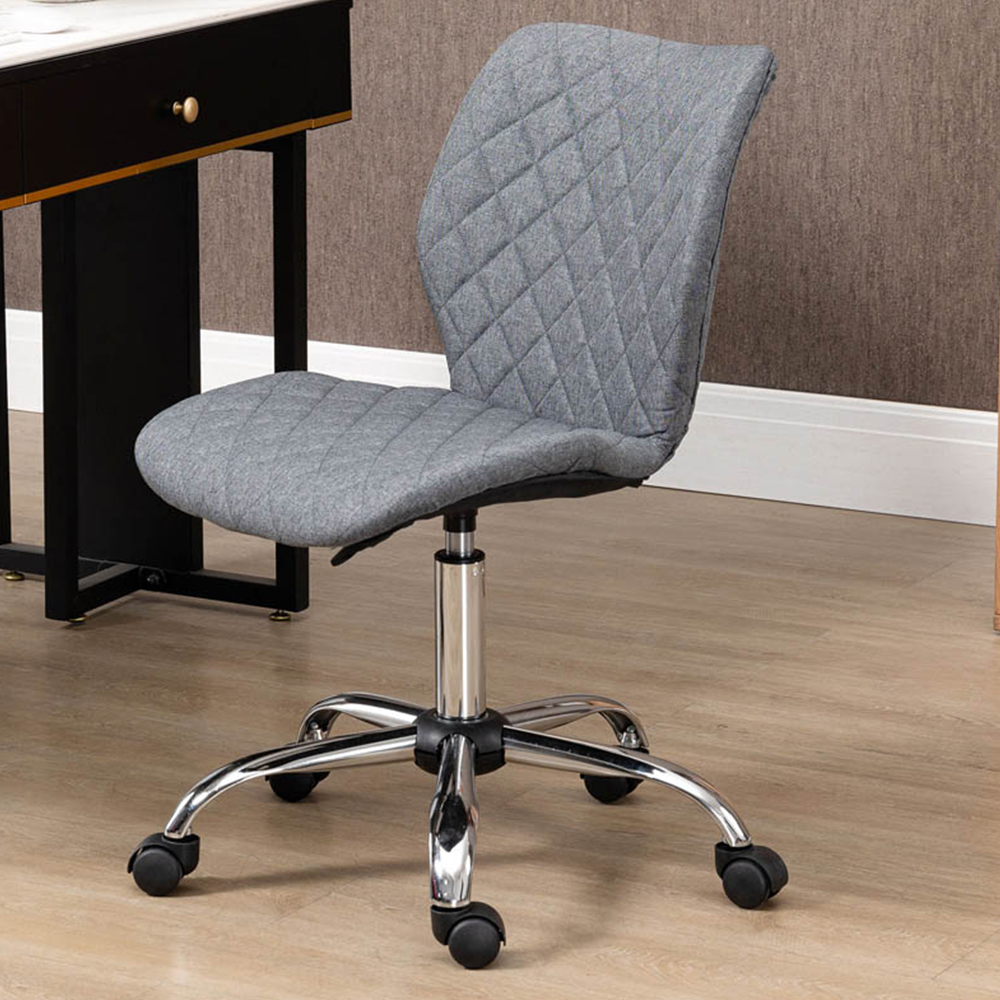 Portland Grey Linen Swivel Office Chair Image 1