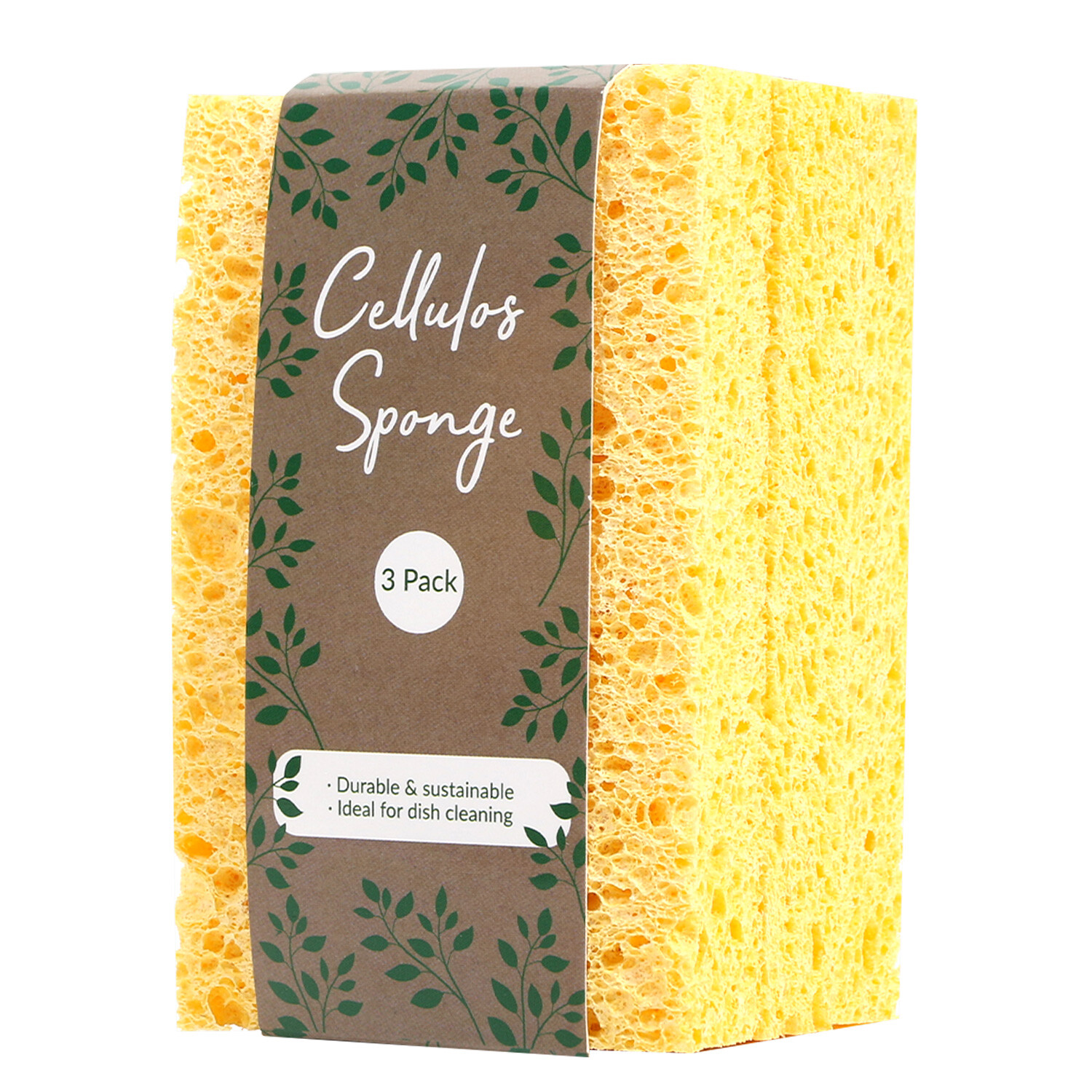 Pack of 3 Cellulose Sponges - Yellow Image 2