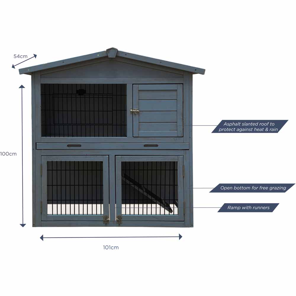 Charles Bentley Grey Two Storey Pet Hutch With Play Area Image 5