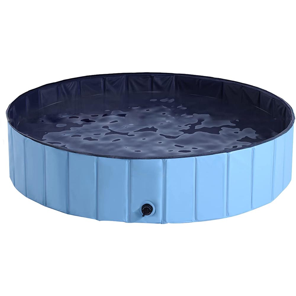 PawHut Foldable Dog Paddling Pool Blue Image 1
