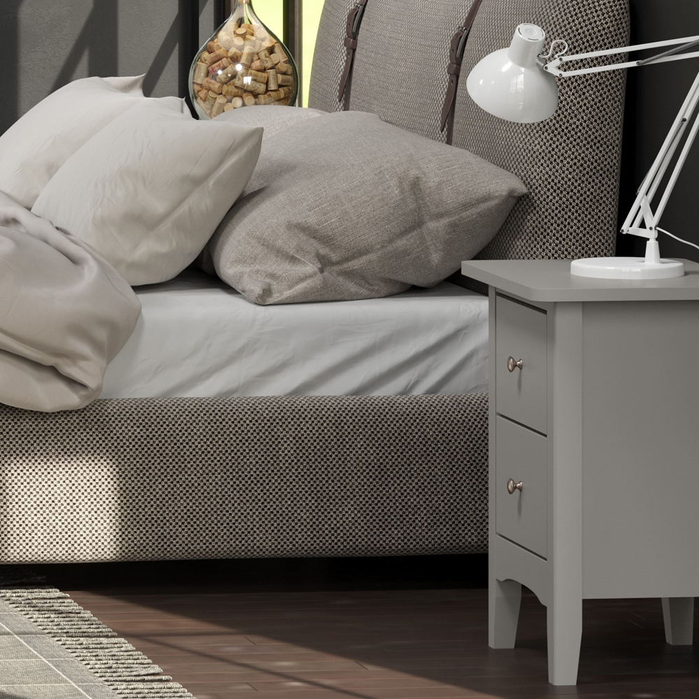 Como 2 Drawer Light Grey Petite Bedside Table Image 5