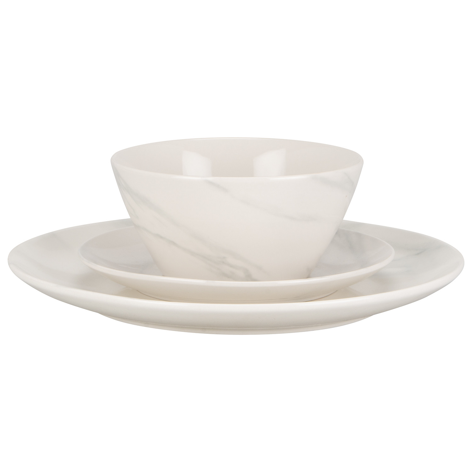 White Marble Effect 12 Piece Dinner Set Image 2