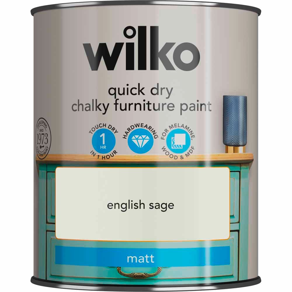 Wilko Quick Dry English Sage Furniture Paint 750ml Image 2