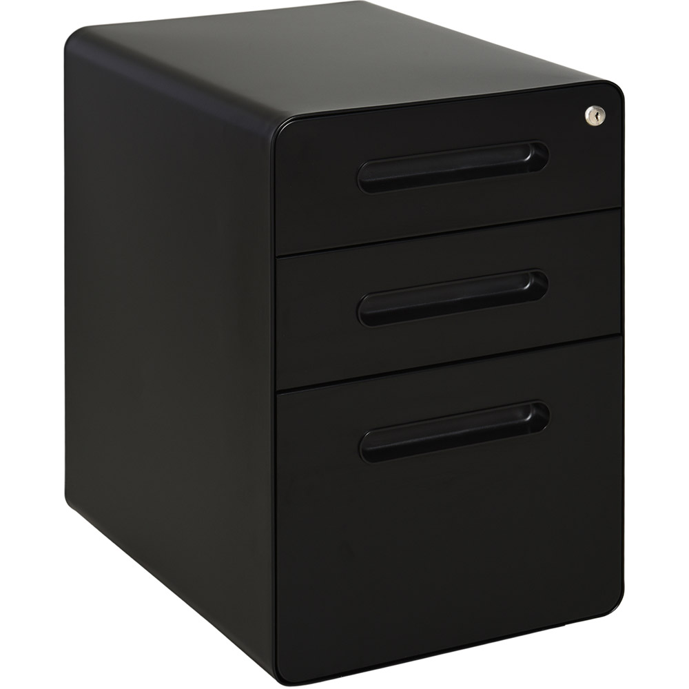 Vinsetto Black 3 Drawer File Cabinet Image 2