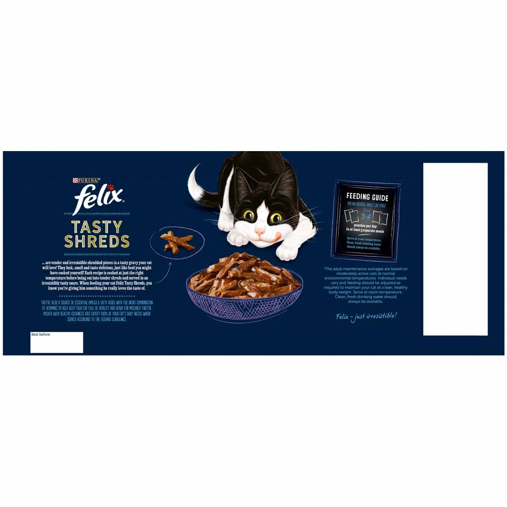 Felix Tasty Shreds Mixed Selection in Gravy Cat Food 40 x 80g Image 4