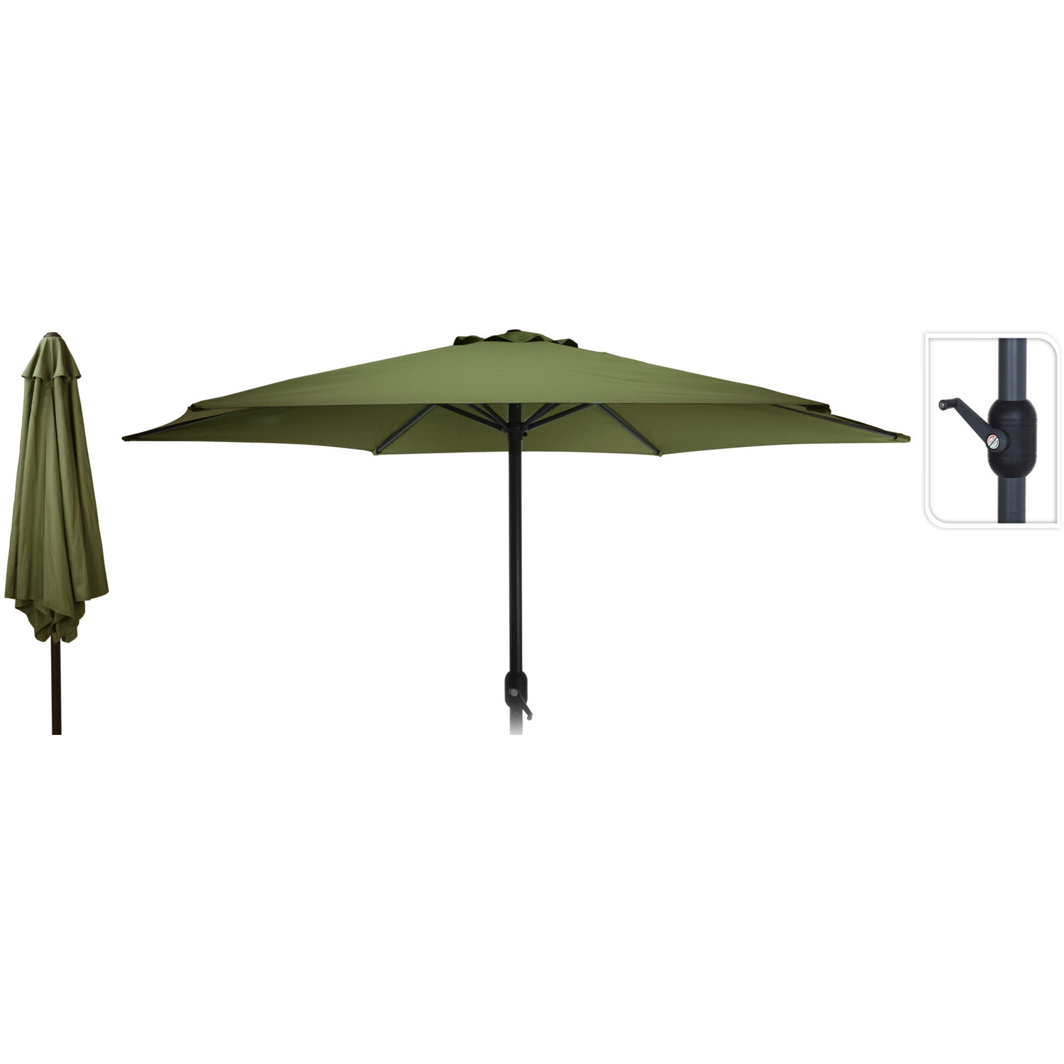 Dia Green Umbrella Parasol with Crank Handle 3m Image