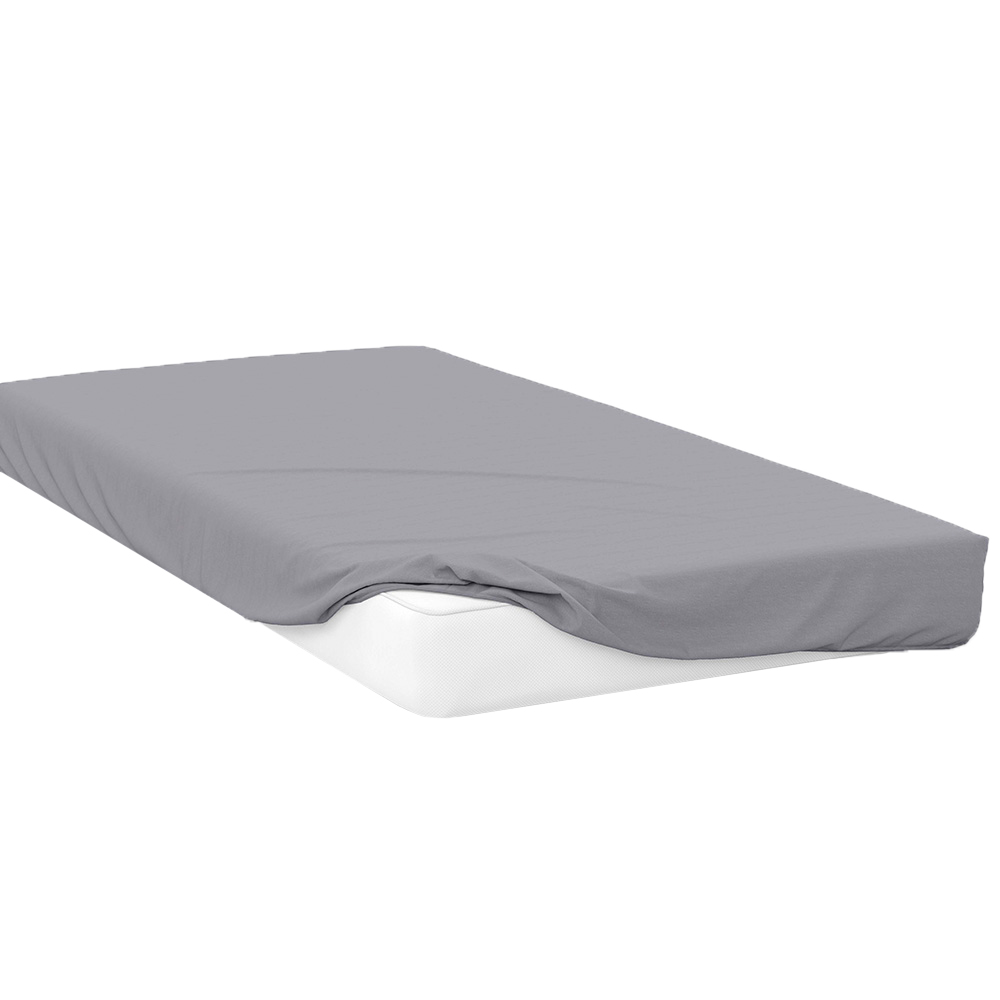 Serene Double Grey Fitted Bed Sheet Image 1