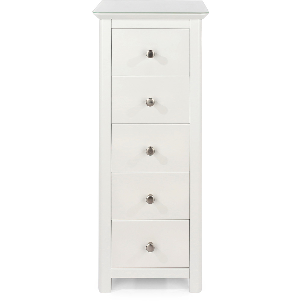Core Products Nairn 5 Drawer White Narrow Chest of Drawers Image 3