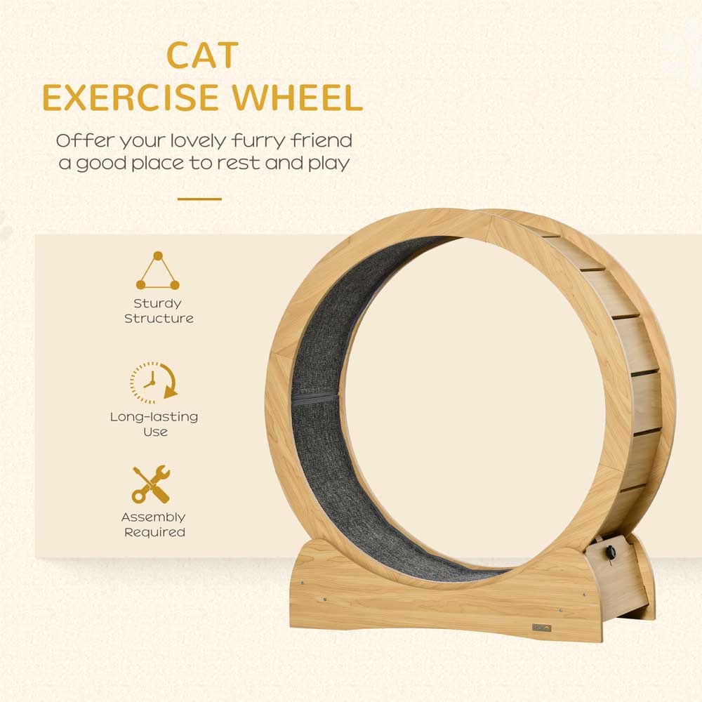 PawHut Cat Wooden Running Wheel with Brake Image 5