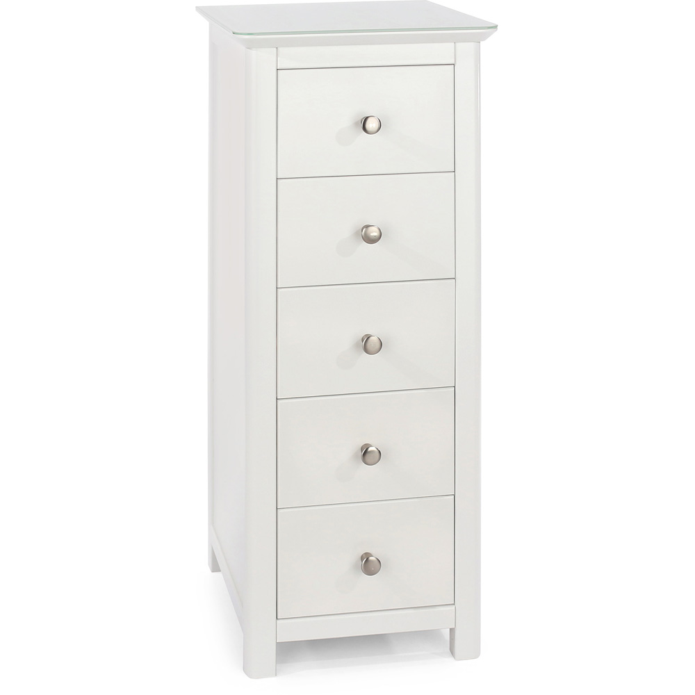Core Products Nairn 5 Drawer White Narrow Chest of Drawers Image 4