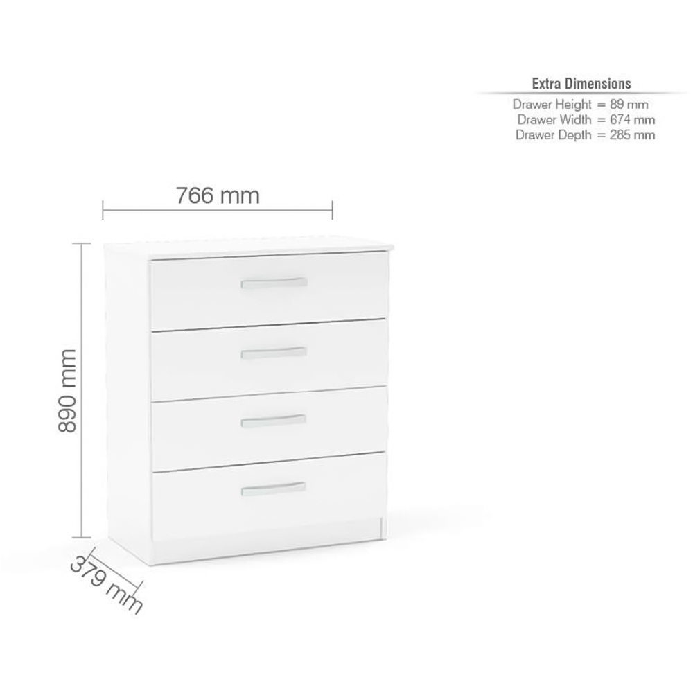Lynx 4 Drawer White Chest of Drawers Image 5