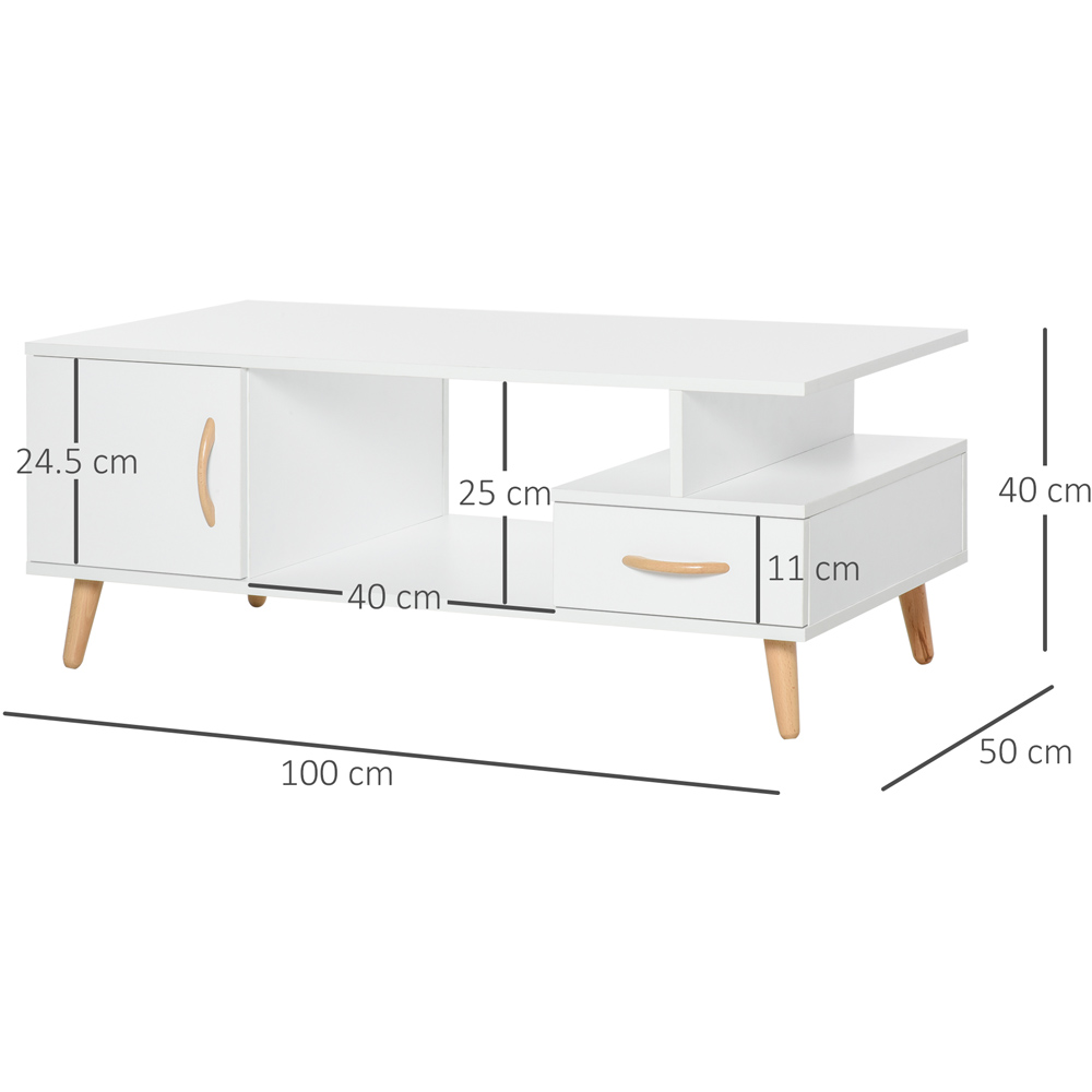 Portland Single Door Single Drawer White Rectangular Coffee Table Image 7
