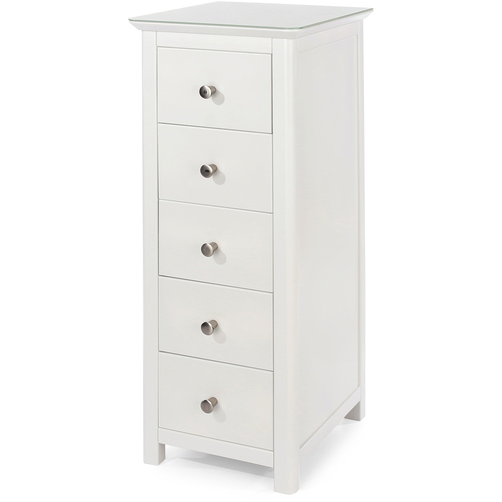 Core Products Nairn 5 Drawer White Narrow Chest of Drawers Image 2