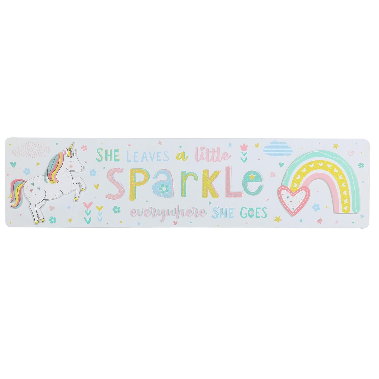 Sparkle Unicorn and Rainbows Wall Plaque Image