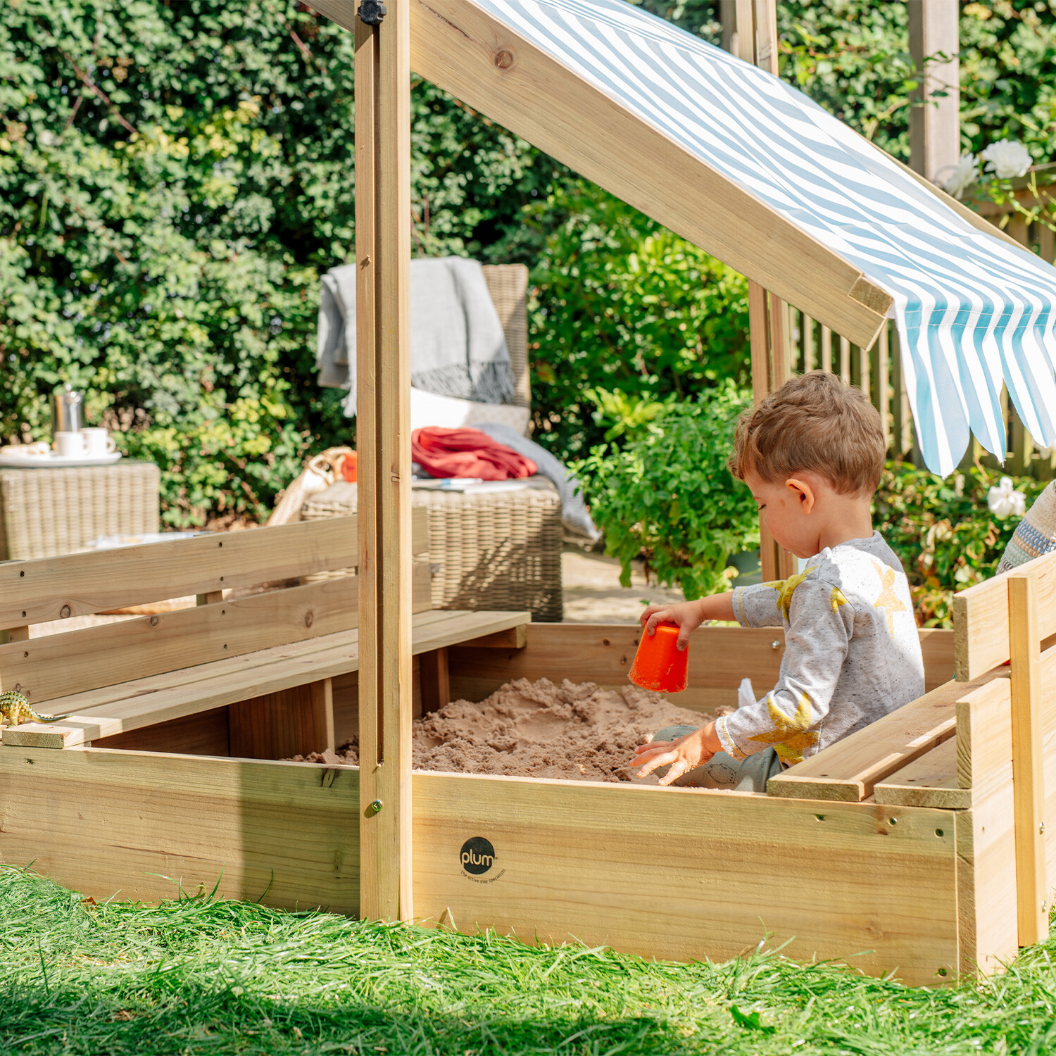 Wooden Sandpit with Canopy - Natural Image 3