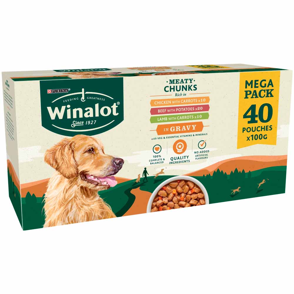 Winalot Wet Dog Food Pouches Mixed in Gravy 40 x 100g Image 3