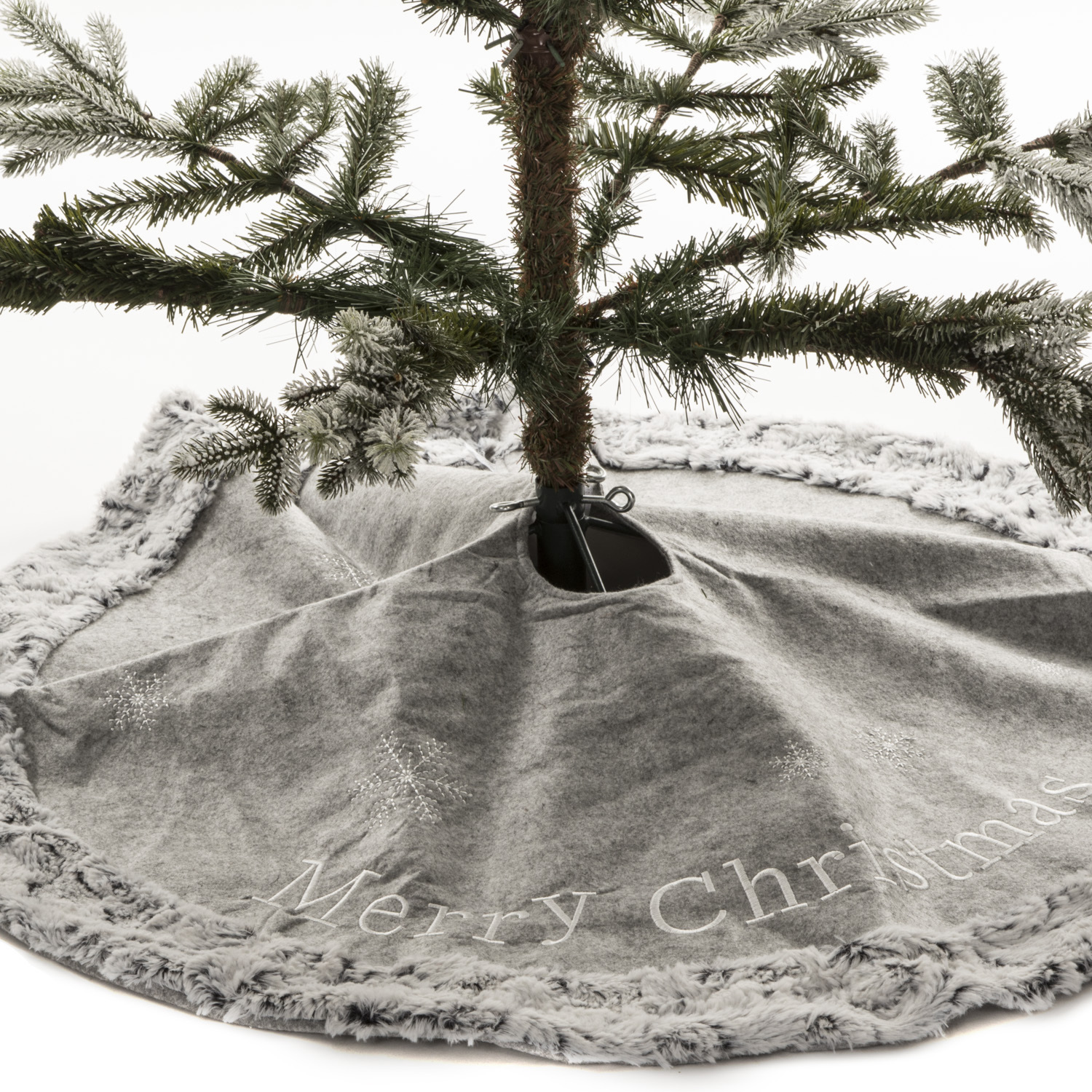 Grey Christmas Tree Skirt with Trim Image