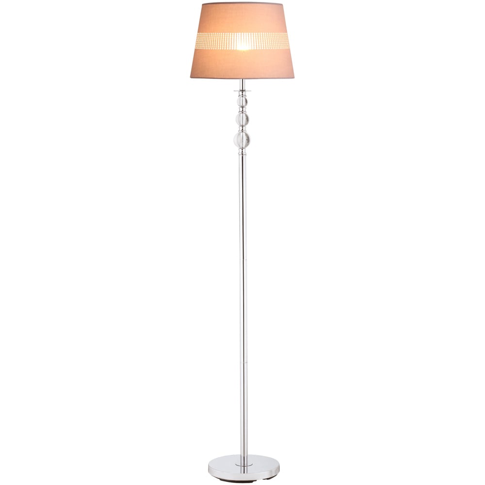 HOMCOM Grey Floor Lamp with Hollow Out Fabric Shade Image 1