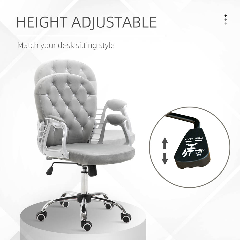 Portland Grey Velvet Swivel Office Chair Image 3