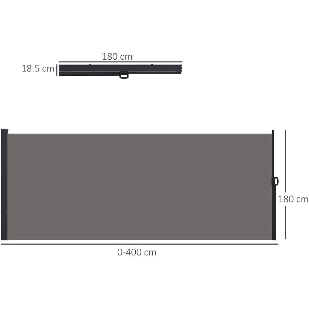 Outsunny Dark Grey Retractable Side Awning 4 x 1.8m Image 8