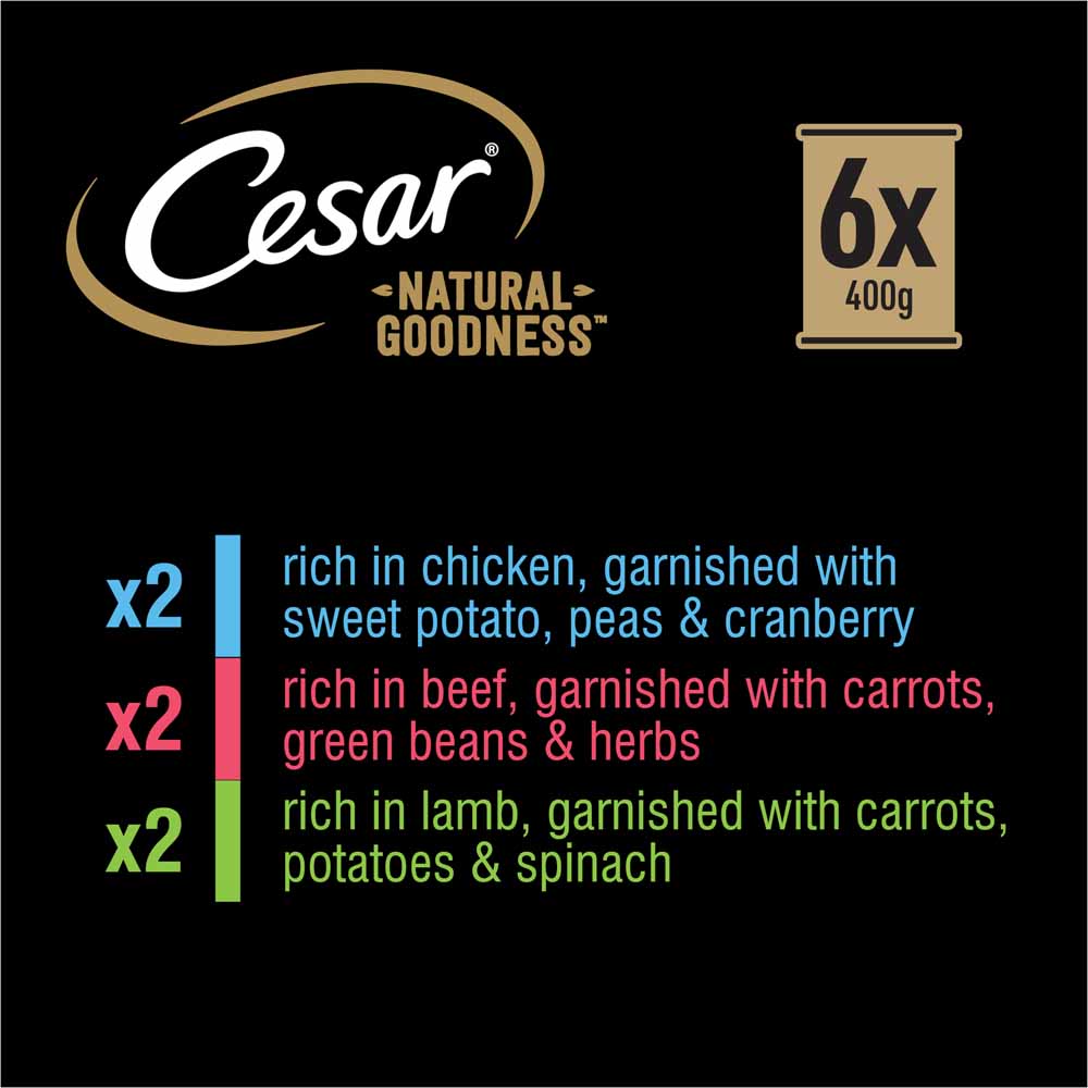 Cesar Natural Goodness Adult Wet Dog Food Tins Mixed In Loaf 6 x 400g Image 8