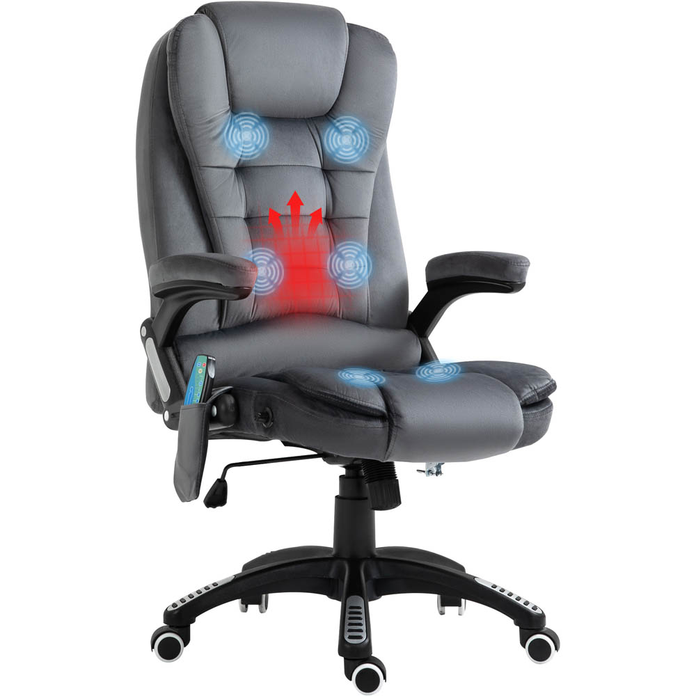 Portland Grey Velvet Massage Swivel Recliner Office Chair Image 2