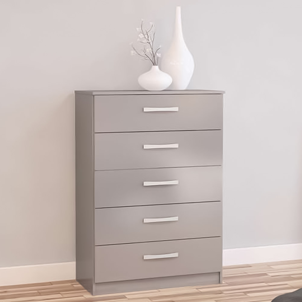 Lynx 5 Drawer Grey Chest of Drawers Image 1