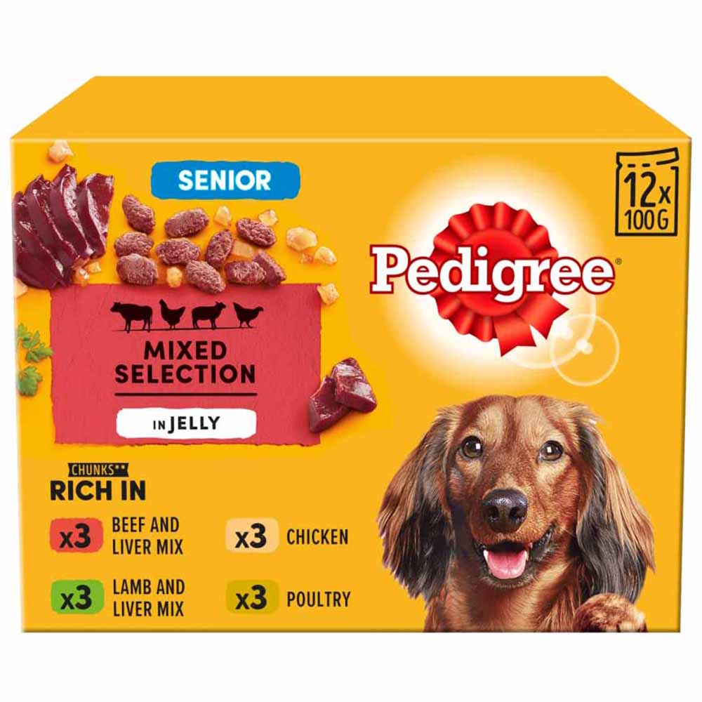 Pedigree Mixed in Jelly Senior Wet Dog Food Pouches 12 x 100g Image 1