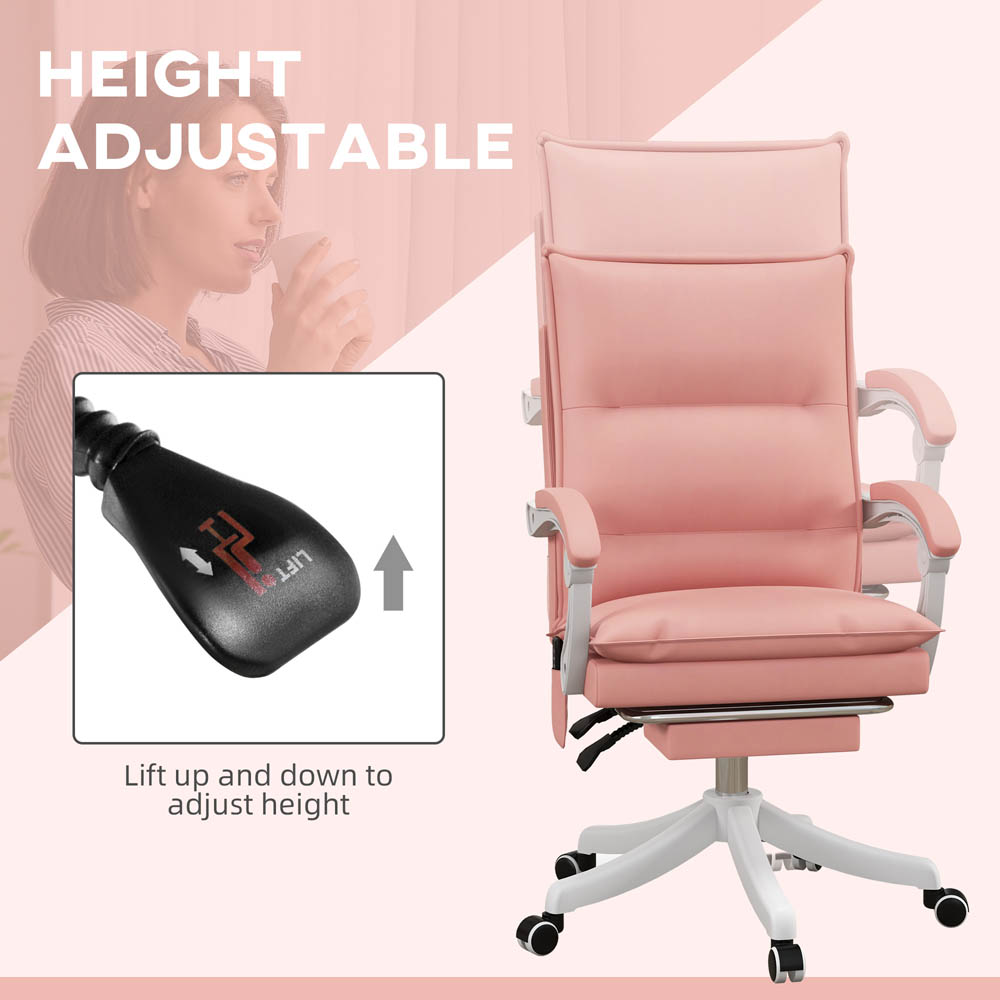 Portland Pink Faux Leather Swivel Vibration Massage Office Chair Image 4