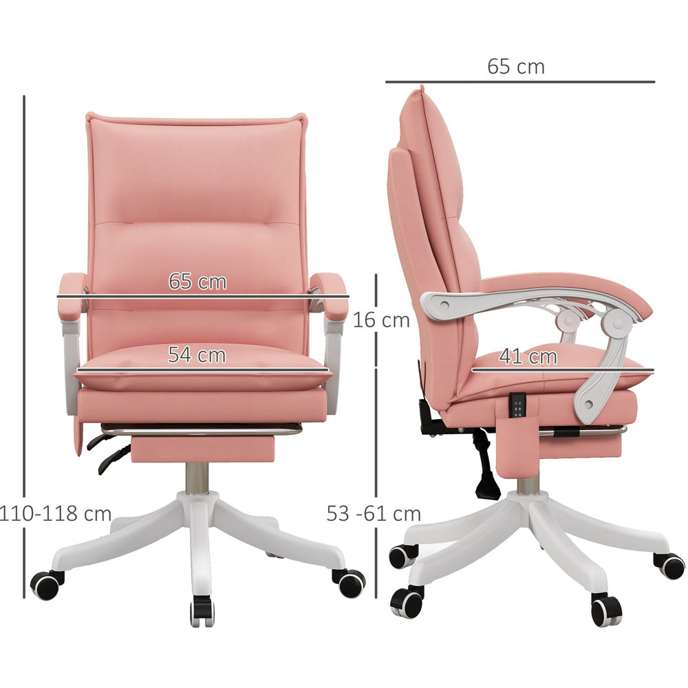 Portland Pink Faux Leather Swivel Vibration Massage Office Chair Image 7