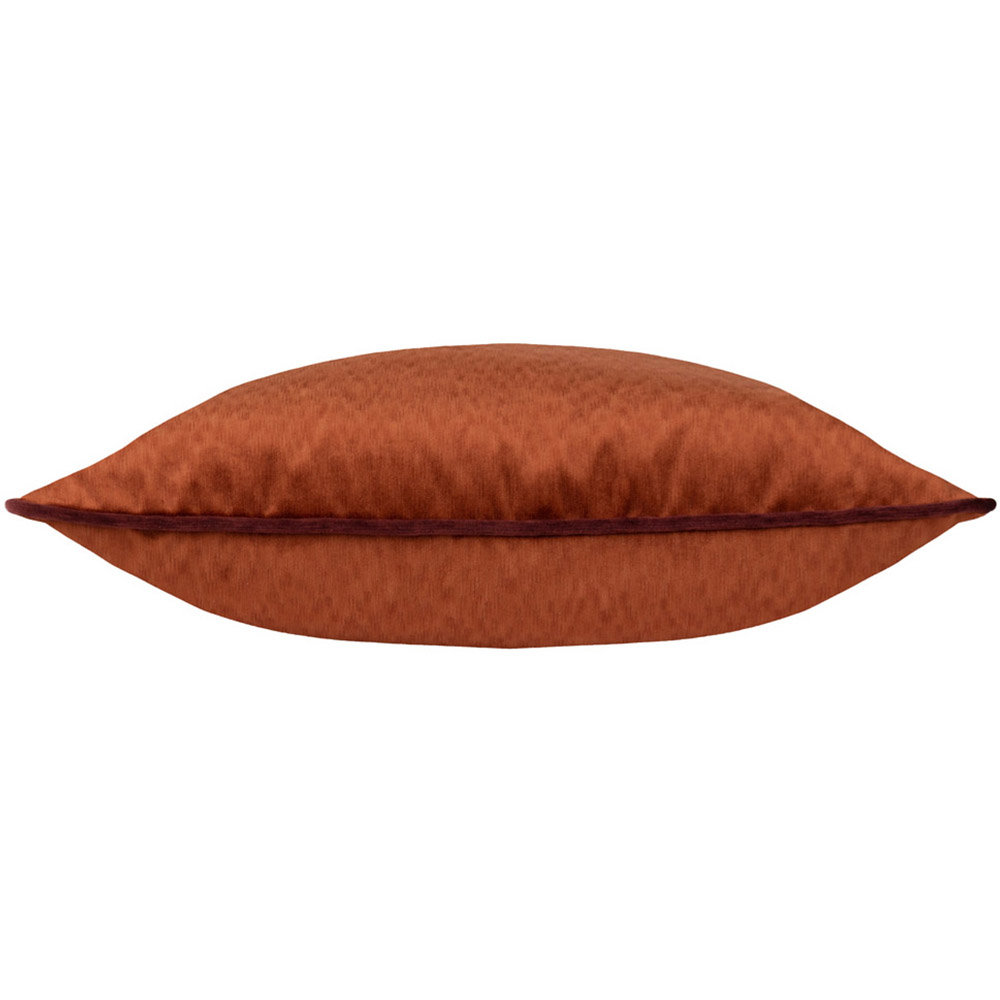 Paoletti Torto Russet and Marsala Red Square Velvet Touch Piped Cushion Image 2