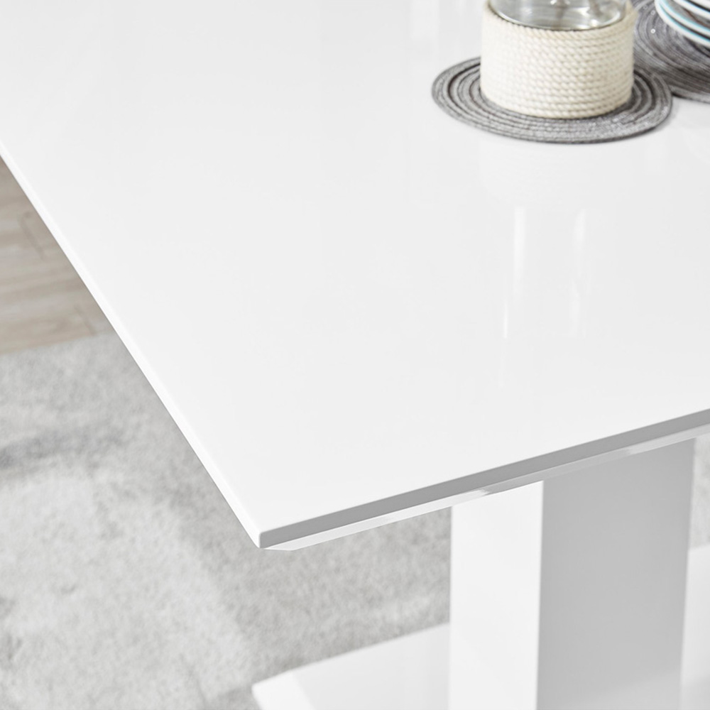Furniturebox Molini Solara 6 Seater Dining Set White High Gloss and Elephant Grey and Silver Image 5