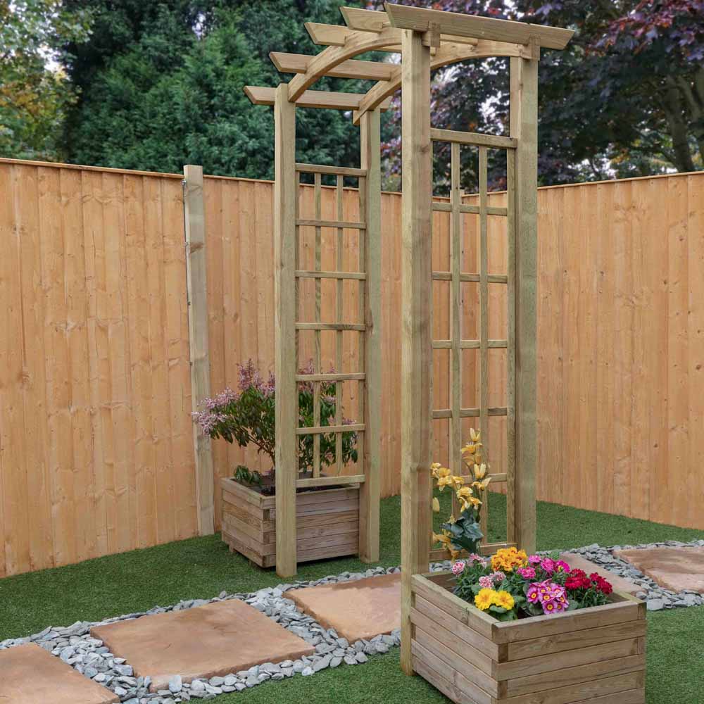 Mercia 6.8 x 4.3 x 2.3ft Pressure Treated Bow Top Garden Arch Image 1